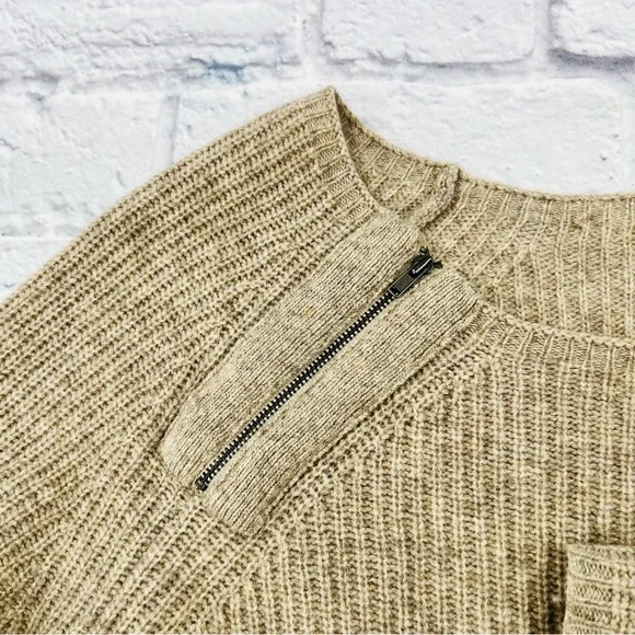 Eileen Fisher Ribbed Knit Sweater Large Beige Yak Wool Blend Soft Cozy Warm - Picture 3 of 8